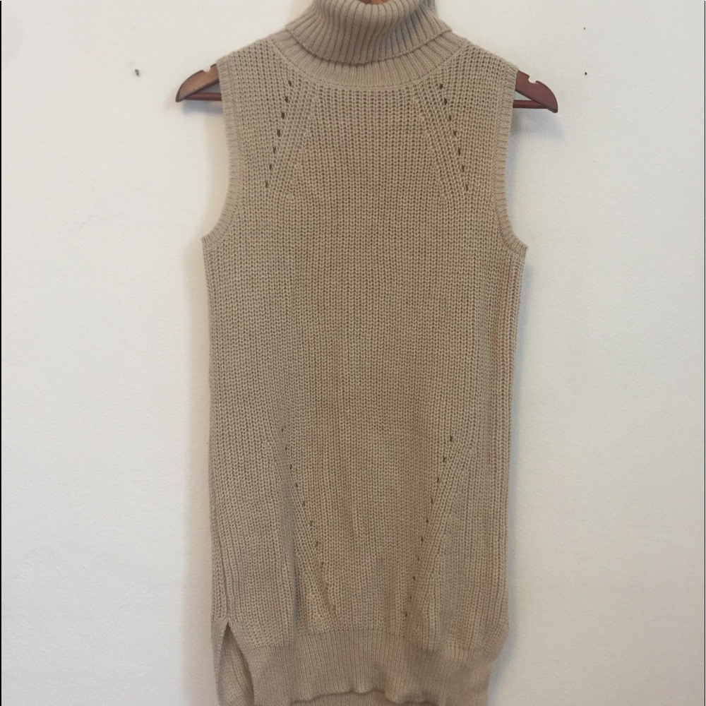 Sleeveless turtle neck sweater dress